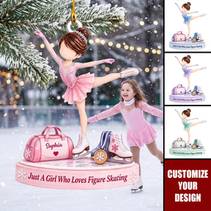 Personalized Figure Skater Girl Ornament, Custom Ice Skater Name Gift