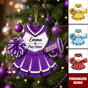 Custom Cheerleader Girl Ornament, Personalized Cheer Team Ornament