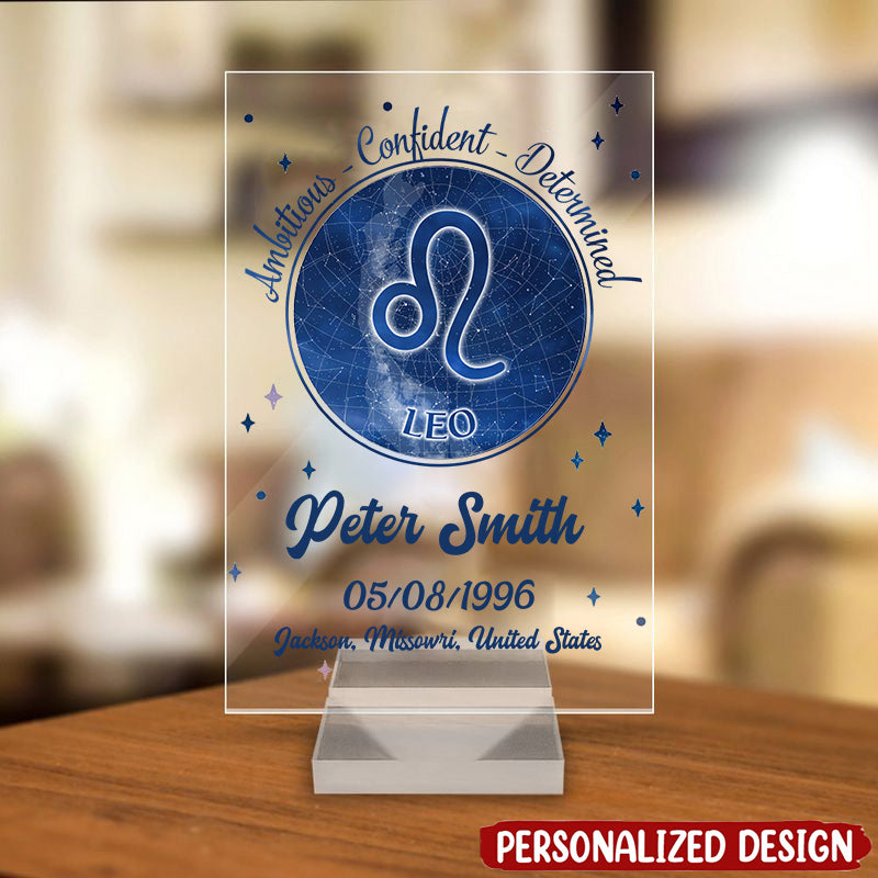 Zodiac Star Map By Date - Personalized Acrylic Plaque