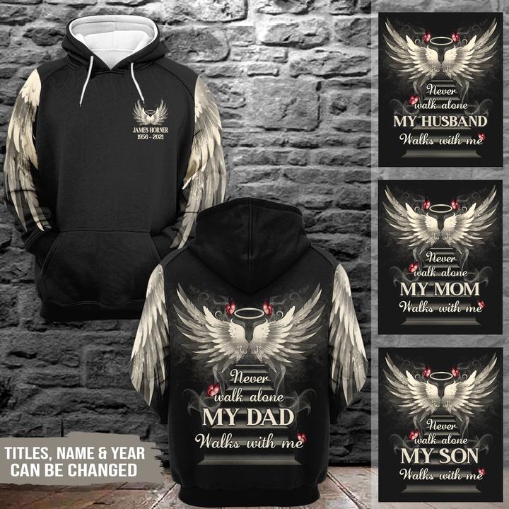 Never Walk Alone My Love Walks With Me Personalized All Over Print Hoodie