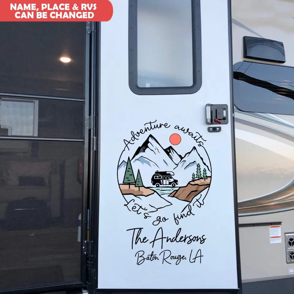 Adventure Awaits - Personalized Decal, Gift For Camping Lovers