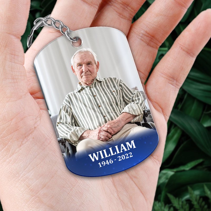 Blue Butterflies Family Memorial Remembrance Keepsake Photo Inserted Personalized Acrylic Keychain