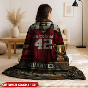 Gift For Football Son/ Daughter - Personalized Football Blanket