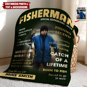 Man Cave Fishing Art - Personalized Blanket, Gift For Fisher