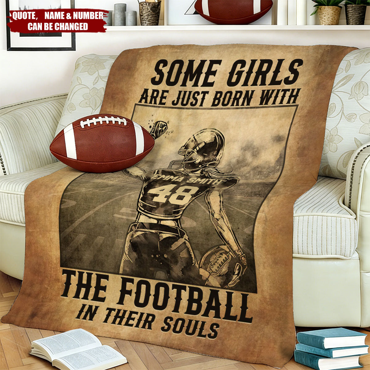 Train Hard - Football Personalized Vertical Blanket