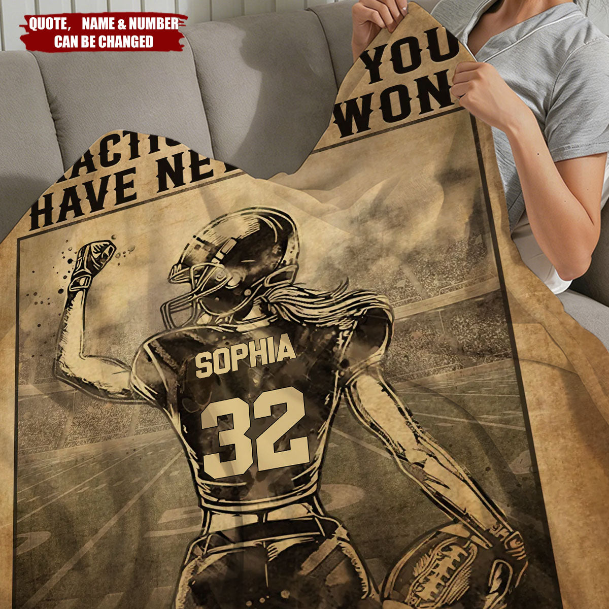 Train Hard - Football Personalized Vertical Blanket