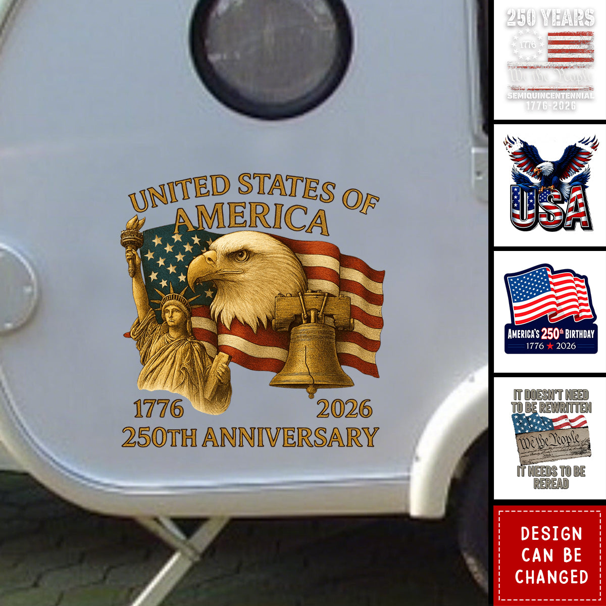 Patriot Eagle With Statue Of Liberty Car Window Decal Sticker For USA 250th Anniversary