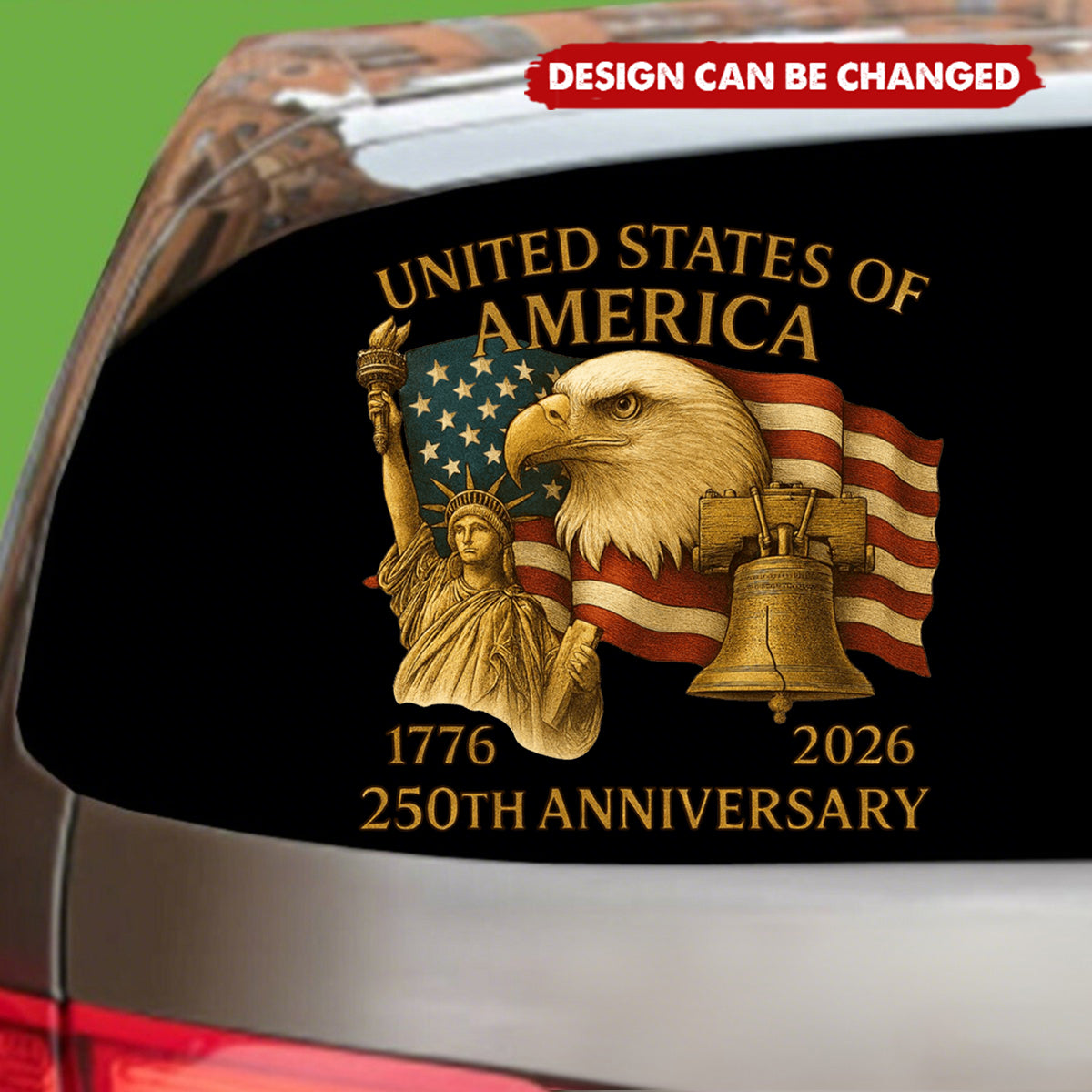 Patriot Eagle With Statue Of Liberty Car Window Decal Sticker For USA 250th Anniversary
