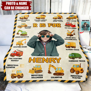 Custom Photo Personalized Vehicle Construction Blanket - Gift For Truck Lover, Excavator Lover