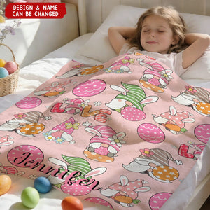 Cute Bunnies, Warm Memories Personalized Bunny Print Easter Kids Blanket
