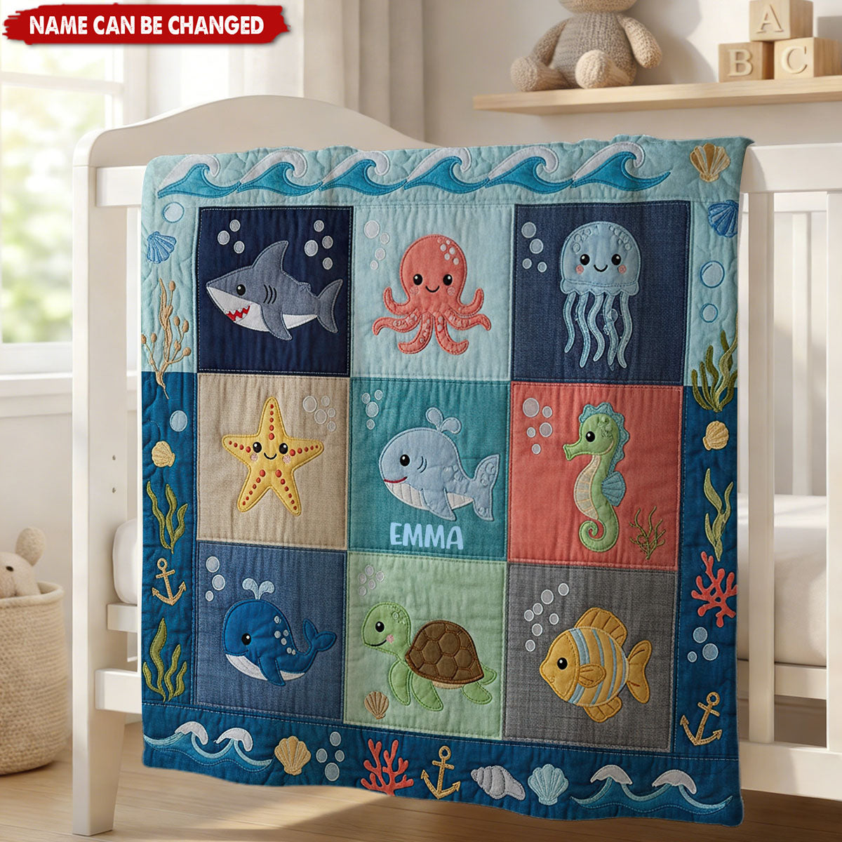Cute Sea World - Personalized Kid Blanket