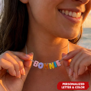Personalized Colorful Enamel Bubble Letter Name Necklace - Birthday Gift for Friends Family