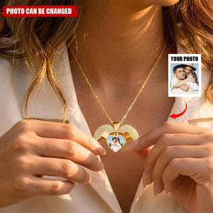 Personalized Cubic Zircon Pave Photo Heart Locket Necklace
