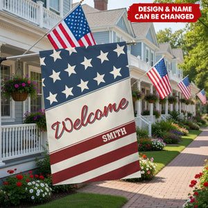 Personalized Name Stars and Stripes Garden Flag Yard Porch Decor Patriotic Independence Day Gift for American