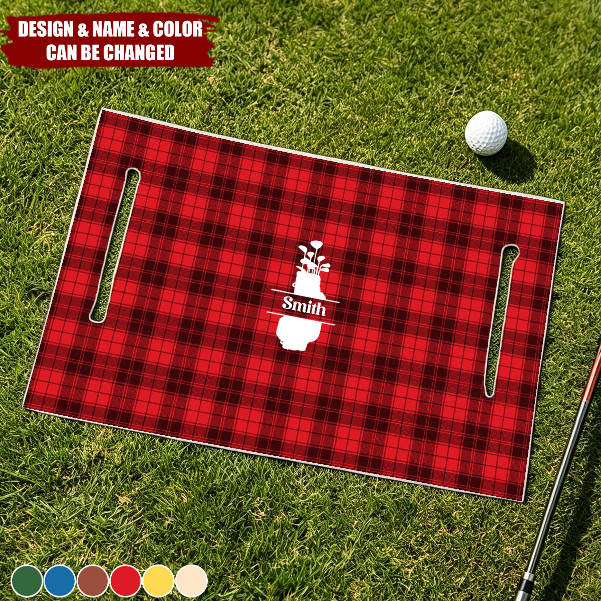 Personalized Golf Club Wreath Plaid Golf Cart Seat Cover - Accessories Birthday Gift for Golfers Country Clubs