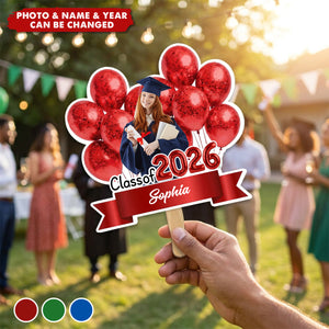 Personalized Balloons Ribbon Graduation Photo Fan - Graduation Ceremony Party Gift for Graduates
