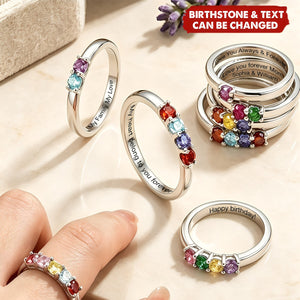 Personalized Elegant 1-8 Birthstones Ring - Birthday Mother's Day Gift for Mom Grandma