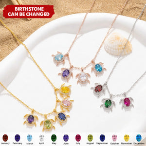 Personalized Sea Turtle Birthstones Zircon Necklace - Anniversary Birthday Gift for Women Turtle Lovers