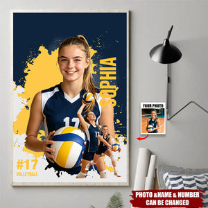 Personalized Athlete Photos Splatter Art Design Canvas Prints Wall Decor Ship Birthday Team Gift for Sports Lover Player