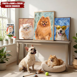 Personalized Modern Painting Texture Style Pet Photo Canvas Prints - Birthday Gift for Pet Lovers