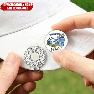 Personalized Golf Cart Golf Ball Marker Magnetic Hat Clip - Birthday Game Day Gift for Golf Player