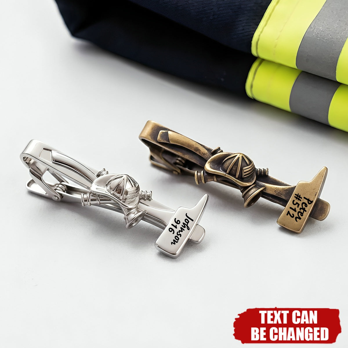 Personalized Fire Helmet Axe Engraved Tie Clip - Retirement Father's Day Birthday Gift for Firefighter Man