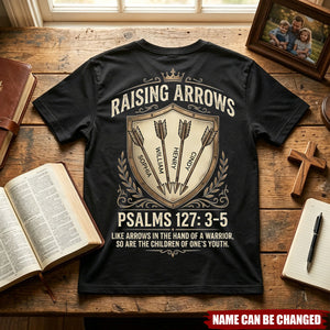 Raising Arrows Vintage Shield Christian Personalized Shirt - Father's Day Gift For Dad, Husband