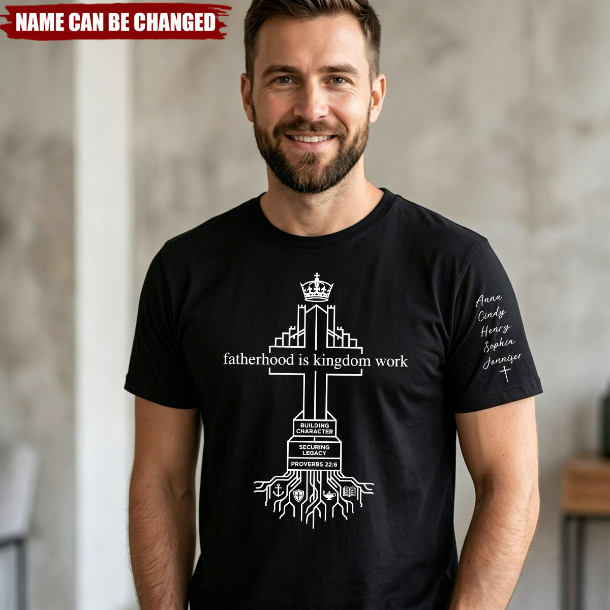 Father's Day Gifts, Fatherhood Is Kingdom Work - Personalized Faith Father Tee Shirt