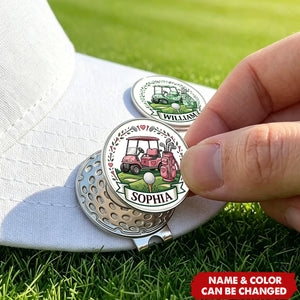 Golf Cart Golf Ball Marker Personalized Magnetic Hat Clip - Birthday Game Day Gift for Golf Player