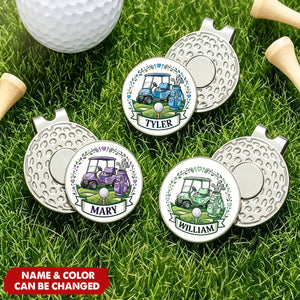 Golf Cart Golf Ball Marker Personalized Magnetic Hat Clip - Birthday Game Day Gift for Golf Player