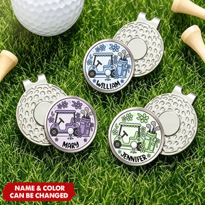 Personalized Name Golf Cart Golf Ball Marker Magnetic Hat Clip Gift for Golf Player & Lover