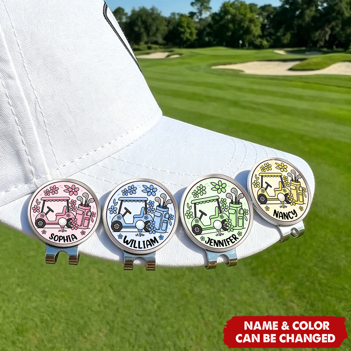 Personalized Name Golf Cart Golf Ball Marker Magnetic Hat Clip Gift for Golf Player & Lover