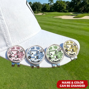 Personalized Name Golf Cart Golf Ball Marker Magnetic Hat Clip Gift for Golf Player & Lover