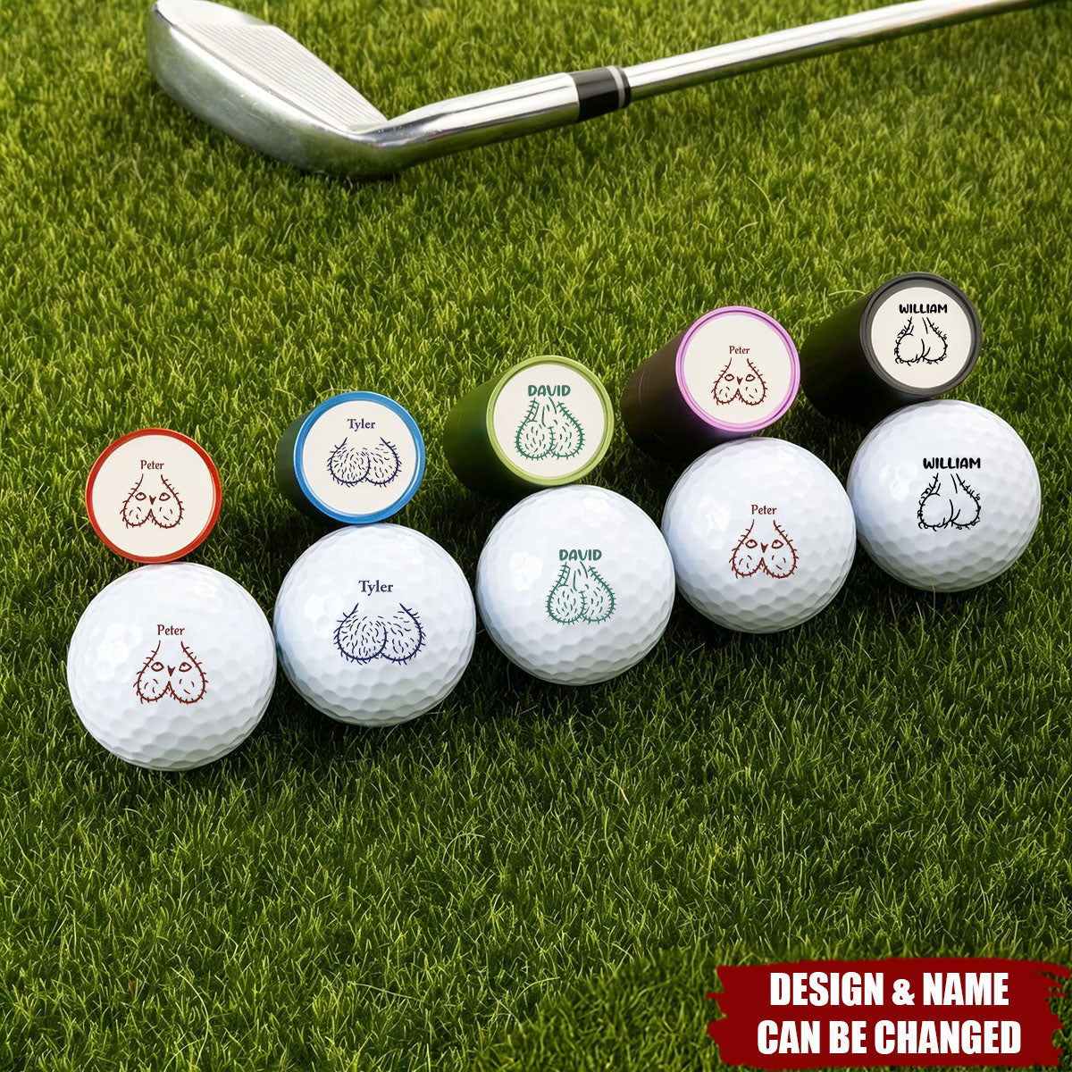 Personalized Funny Male Body Part Design Name Multicolor Golf Ball Stamp - Club Competition Souvenir Birthday Gift for Golf Lover Golfer