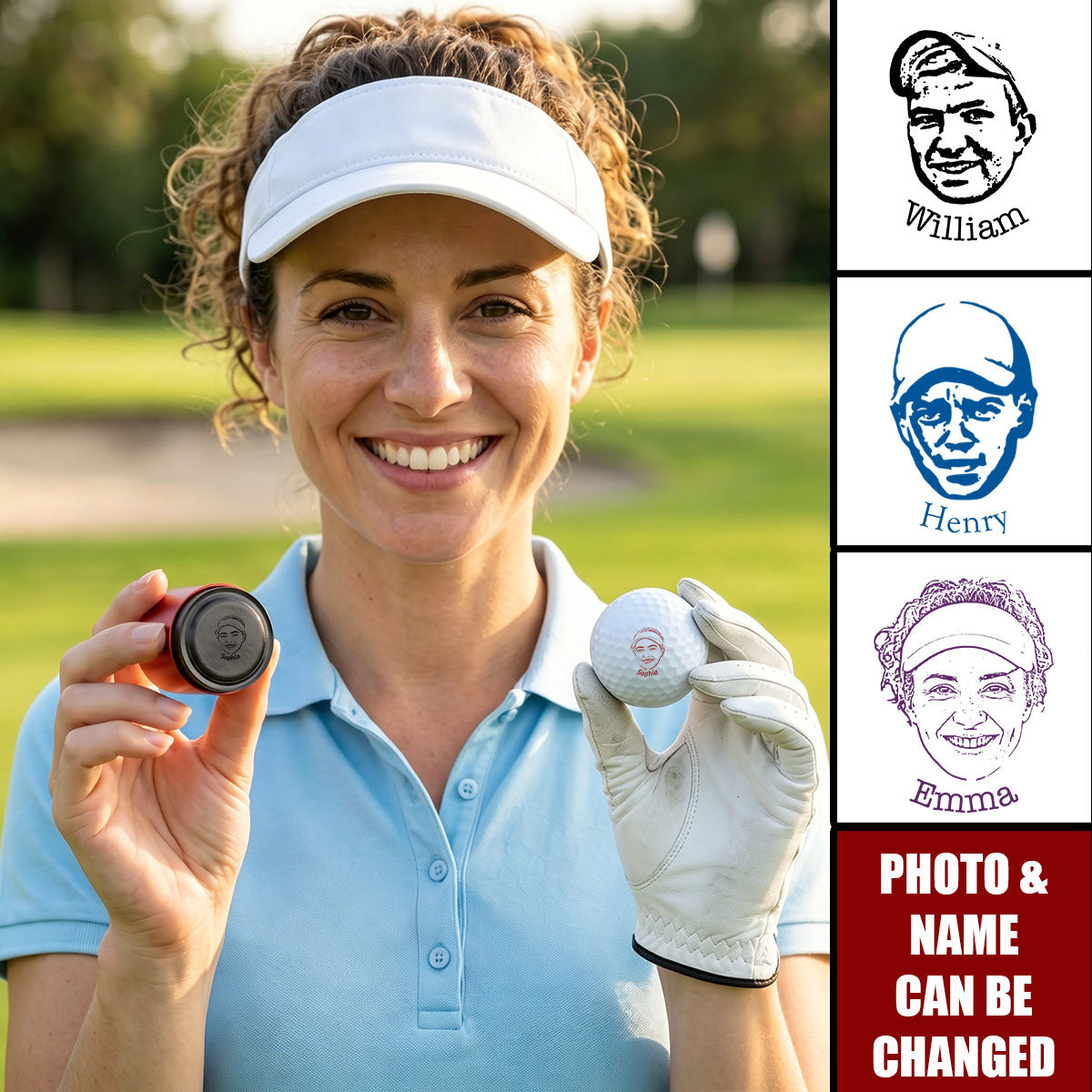 Make Every Swing Unique With Your Face and Name - Personalized Golf Ball Stamp