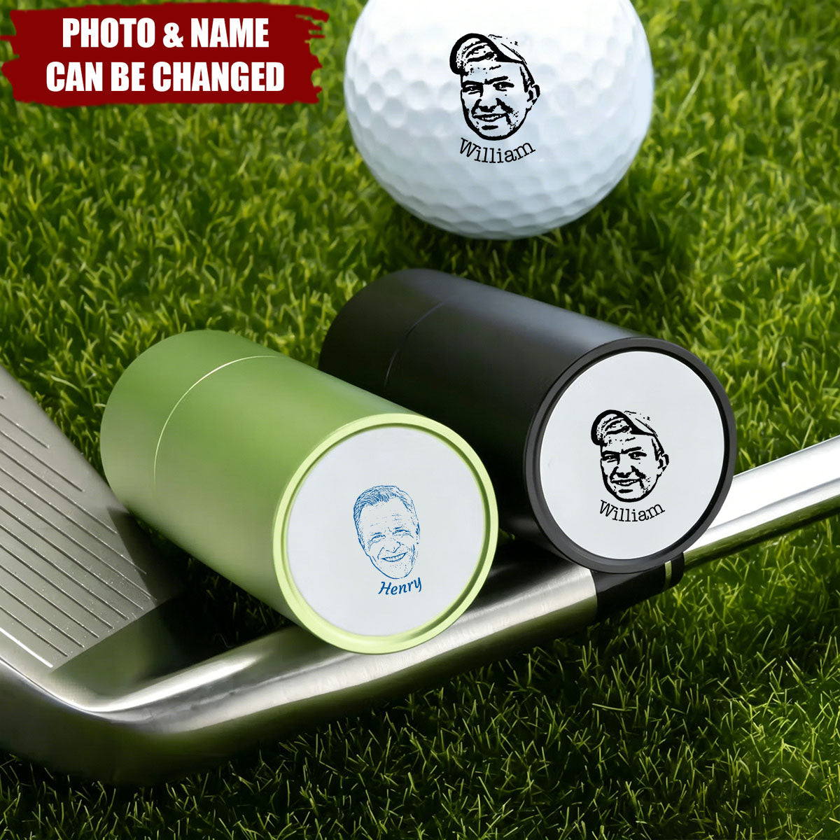Make Every Swing Unique With Your Face and Name - Personalized Golf Ball Stamp