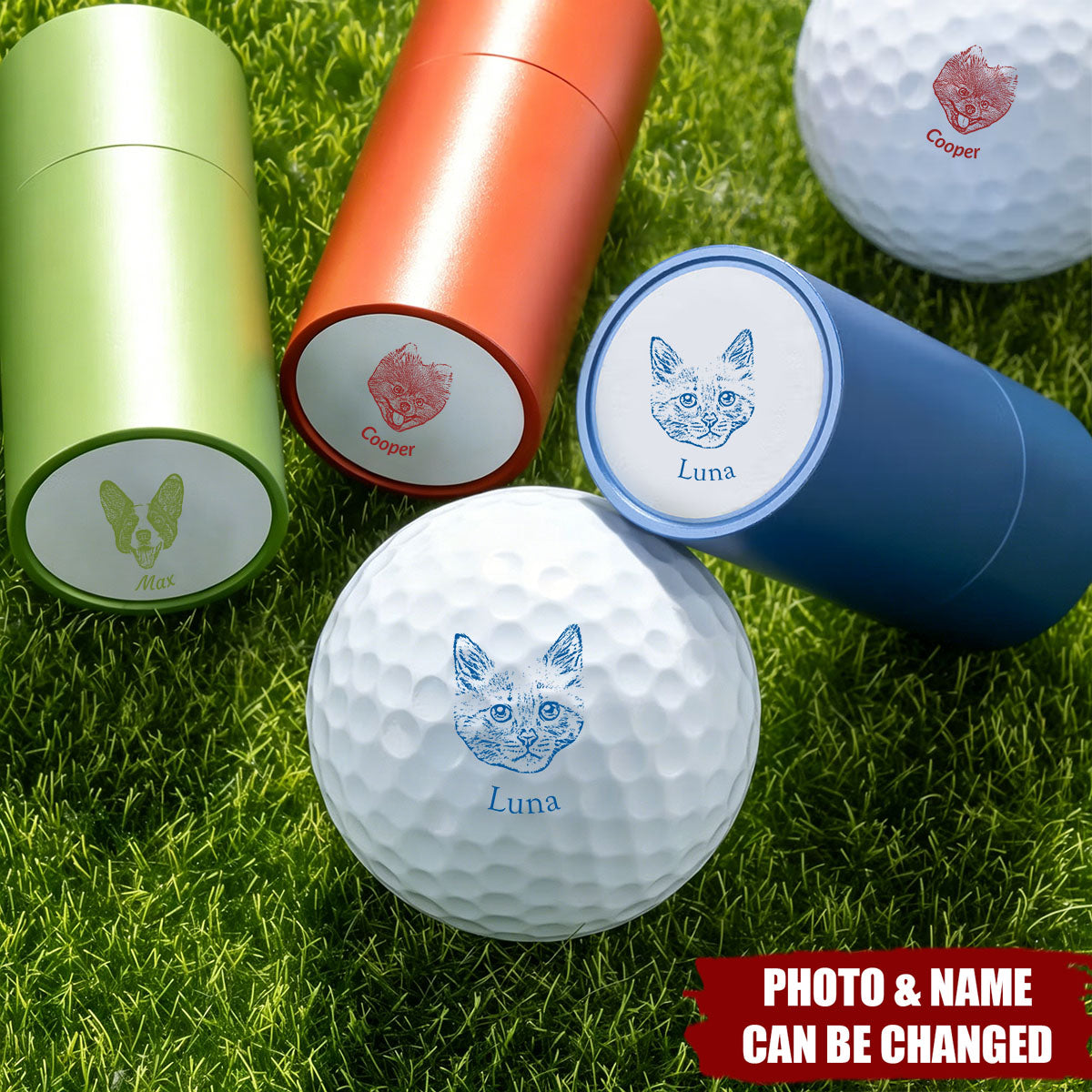 Personalized Dog Cat Pet Portrait Photo Golf Ball Self-inking Stamp - Birthday Gift for Golf Players Pet Lovers