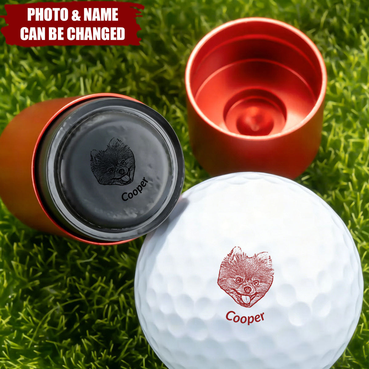 Personalized Dog Cat Pet Portrait Photo Golf Ball Self-inking Stamp - Birthday Gift for Golf Players Pet Lovers