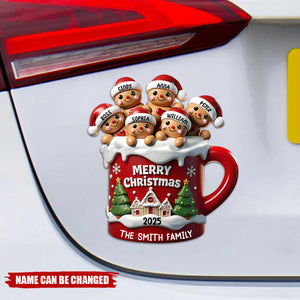 Gingerbread Family In Hot Cocoa Christmas Personalized Decal