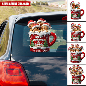 Gingerbread Family In Hot Cocoa Christmas Personalized Decal