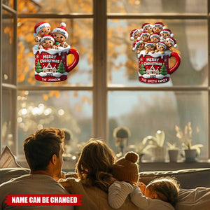 Gingerbread Family In Hot Cocoa Christmas Personalized Decal
