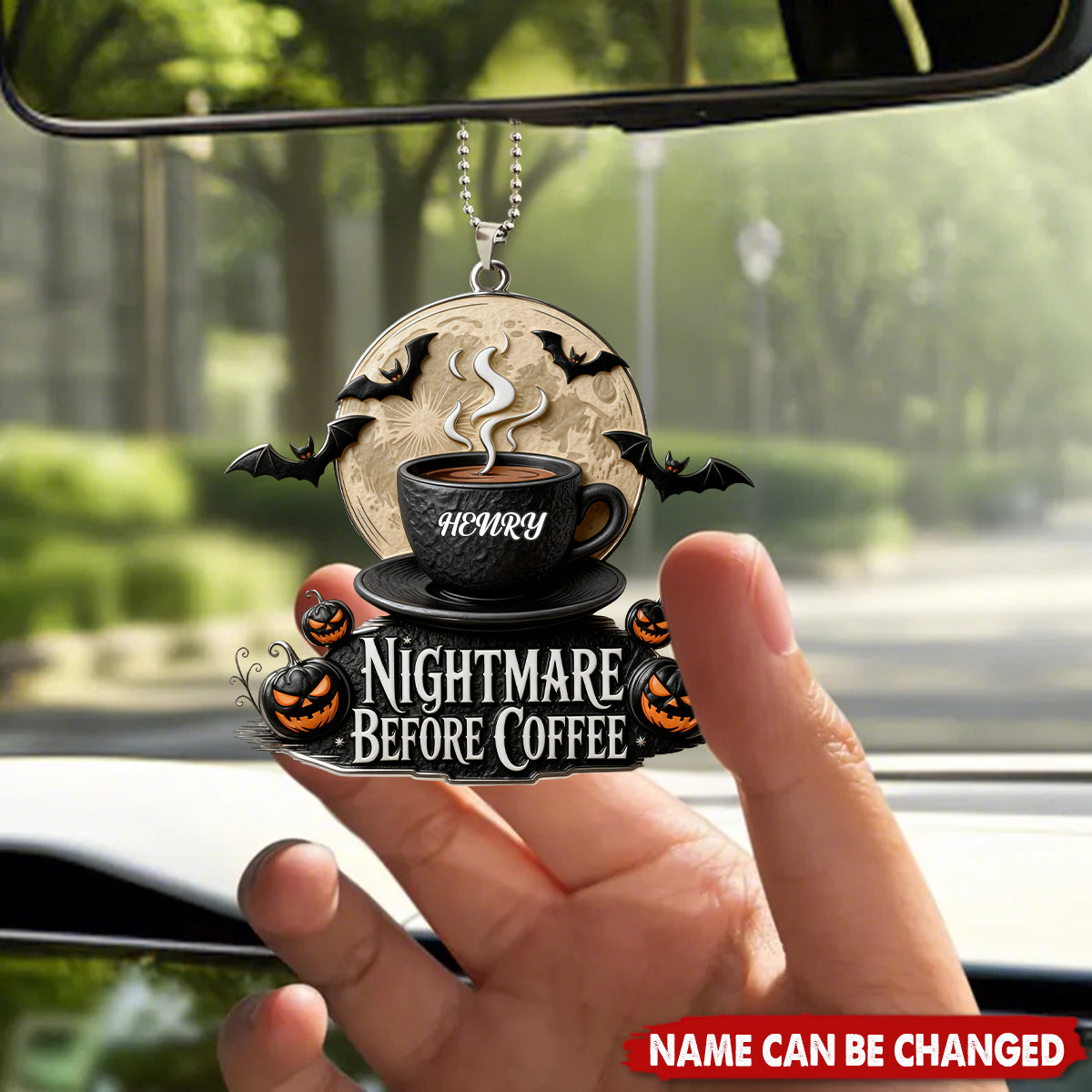 Funny Nightmare Before Coffee Personalized Acrylic Car Ornament