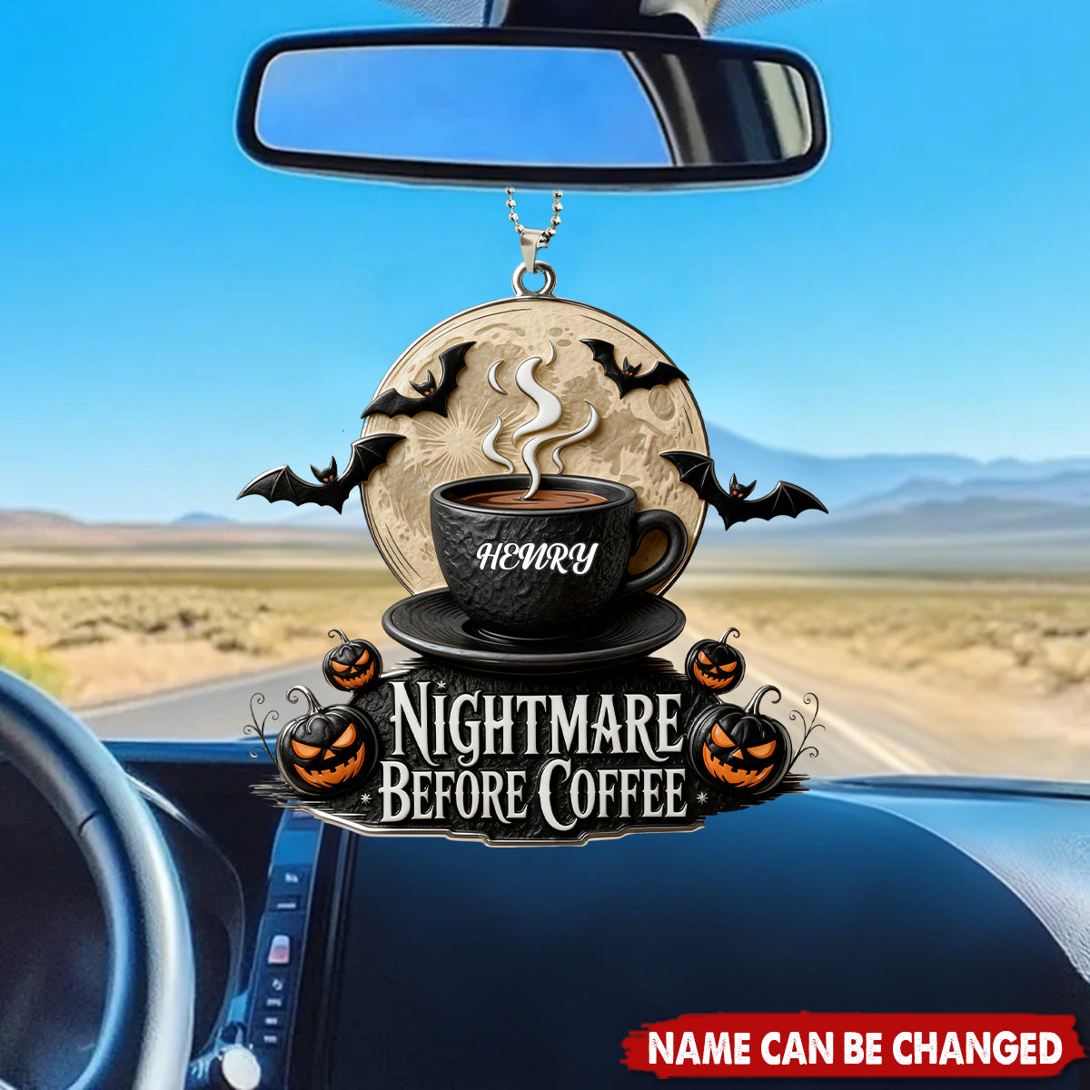 Funny Nightmare Before Coffee Personalized Acrylic Car Ornament
