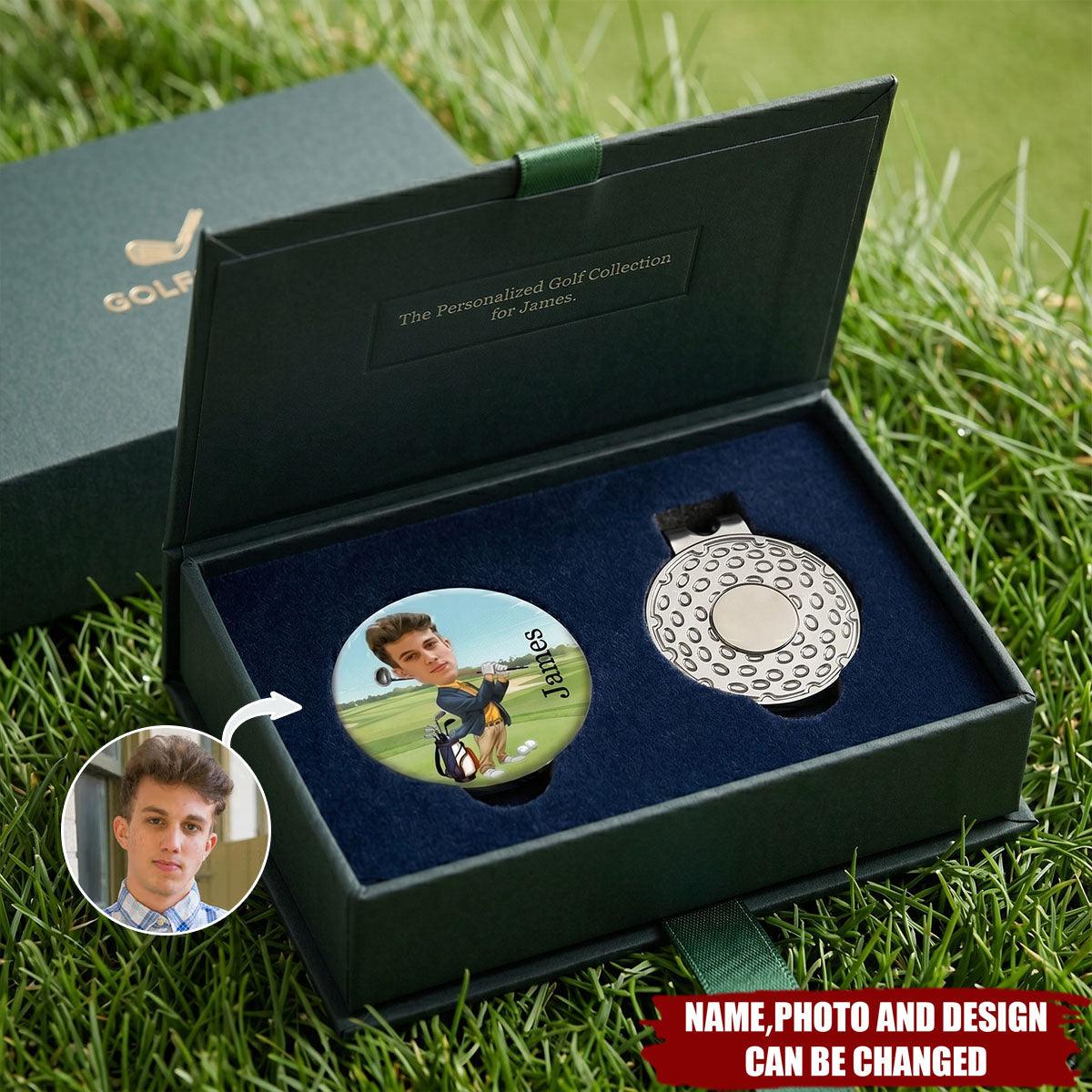 Personalized Face Photo Cartoon Character Golf Ball Marker Magnetic Hat Clip customizable with Name Birthday Game Day Gift for Golf Player