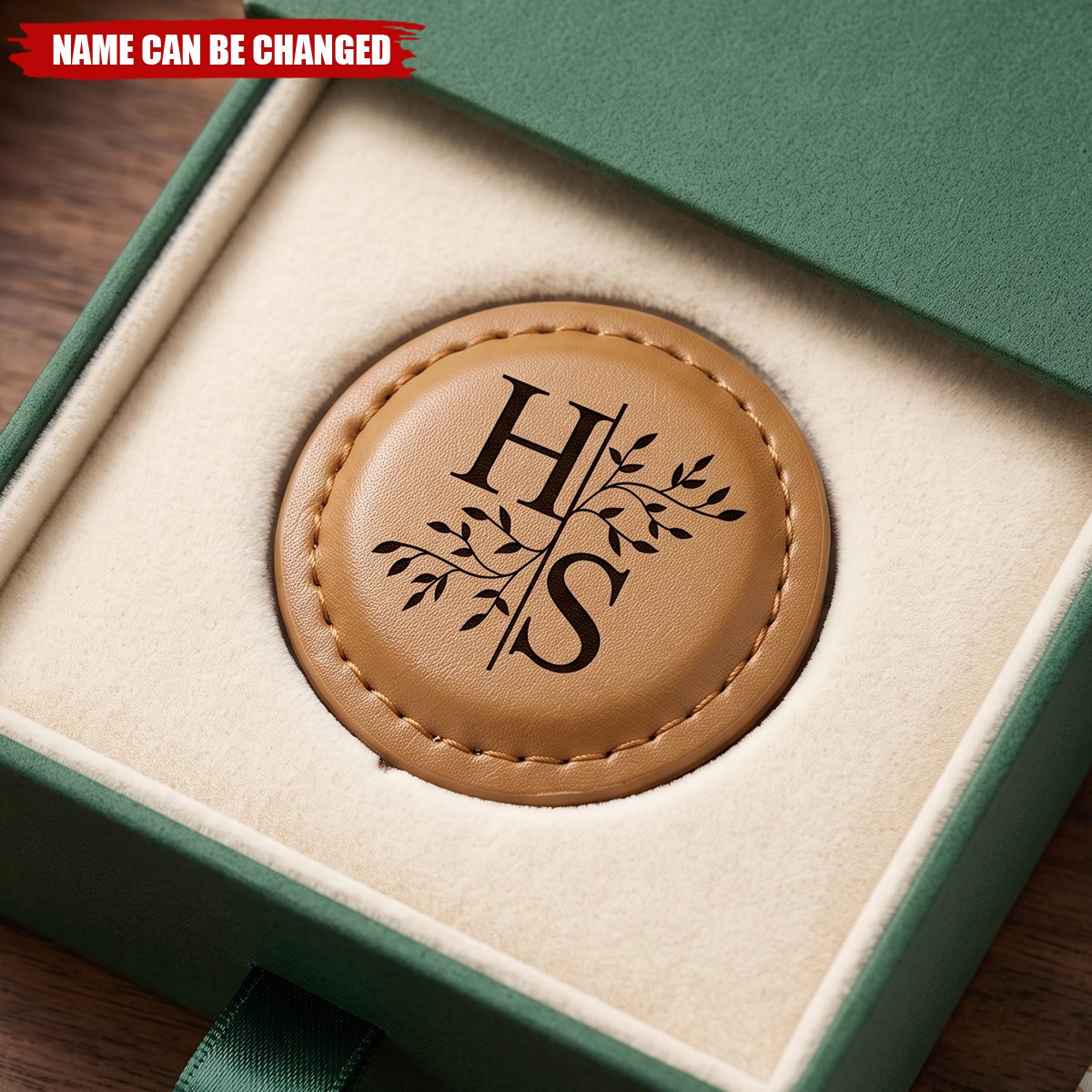 Personalized Monogram Magnetic Leather Golf Ball Marker with Initial and Name Birthday Sports Gift for Golf Players