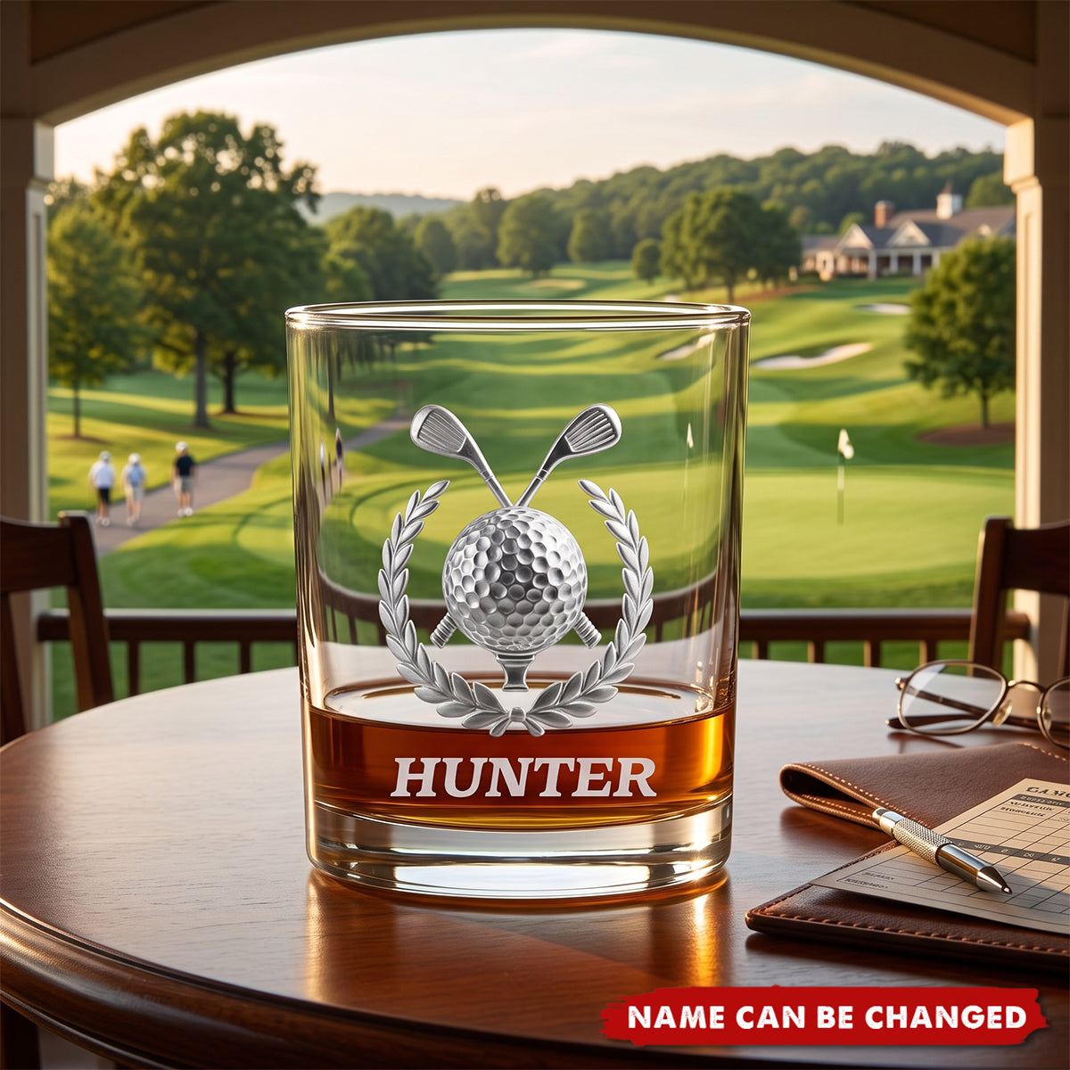 Personalized Print Golf Theme Whiskey Glass with Name Golf Club Birthday Father's Day Gift for Golf Lovers
