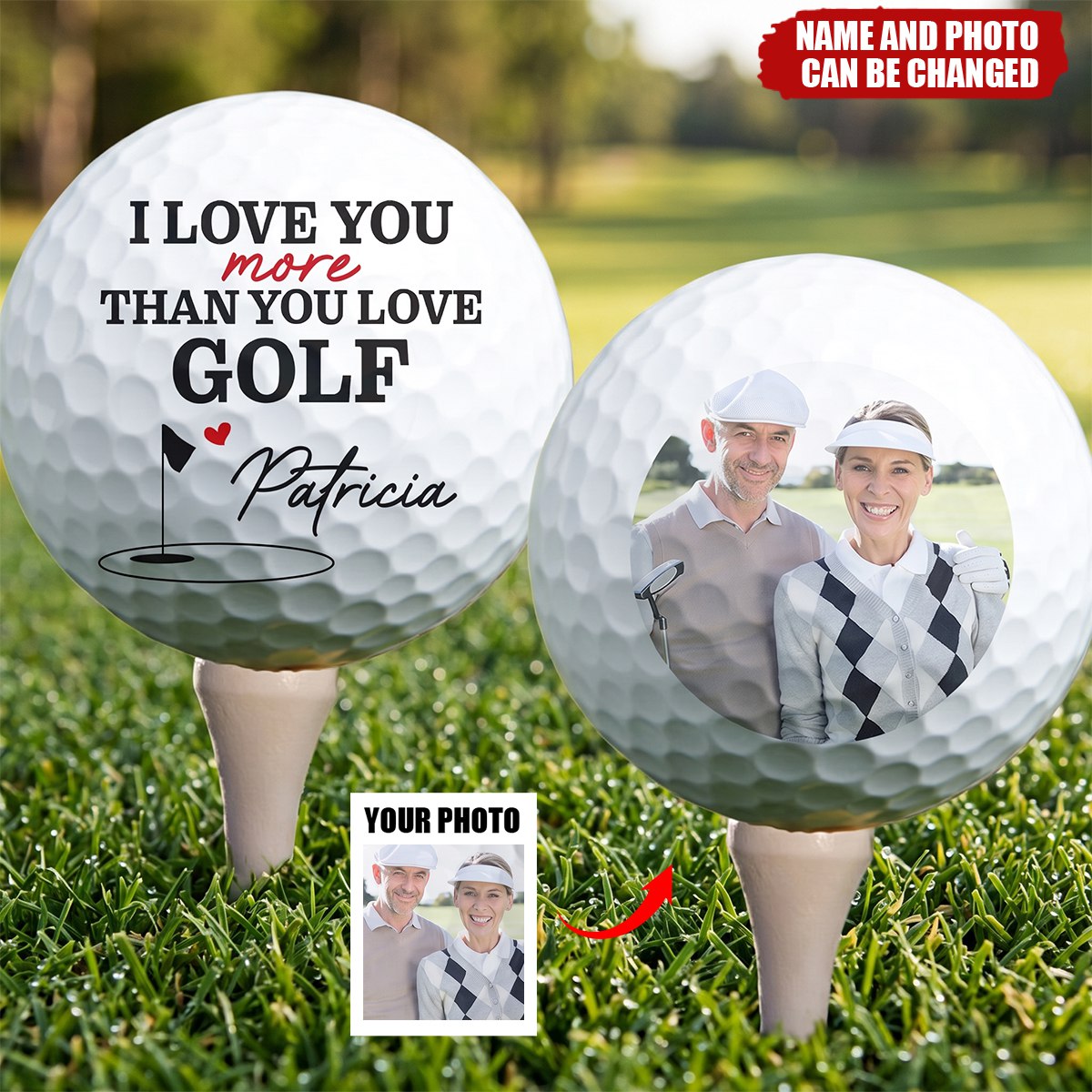 Love You More Than You Love Golf For Husband Boyfriend Golfer - Personalized Photo Golf Ball