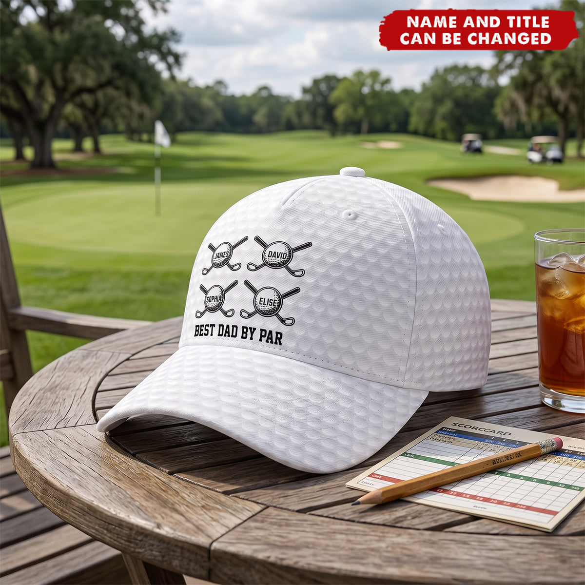 Custom Hat, All Over Print Classic Cap - Personalized Birthday Golf Gifts For Dad, Grandpa - Golf Dad Life Is The Best