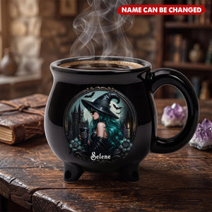 Custom Ceramic Cauldron Coffee Mug - Personalized Halloween Witchy Gifts For Besties, Sisters, BFF, Family, Yourself - Mystic Witch Vibes
