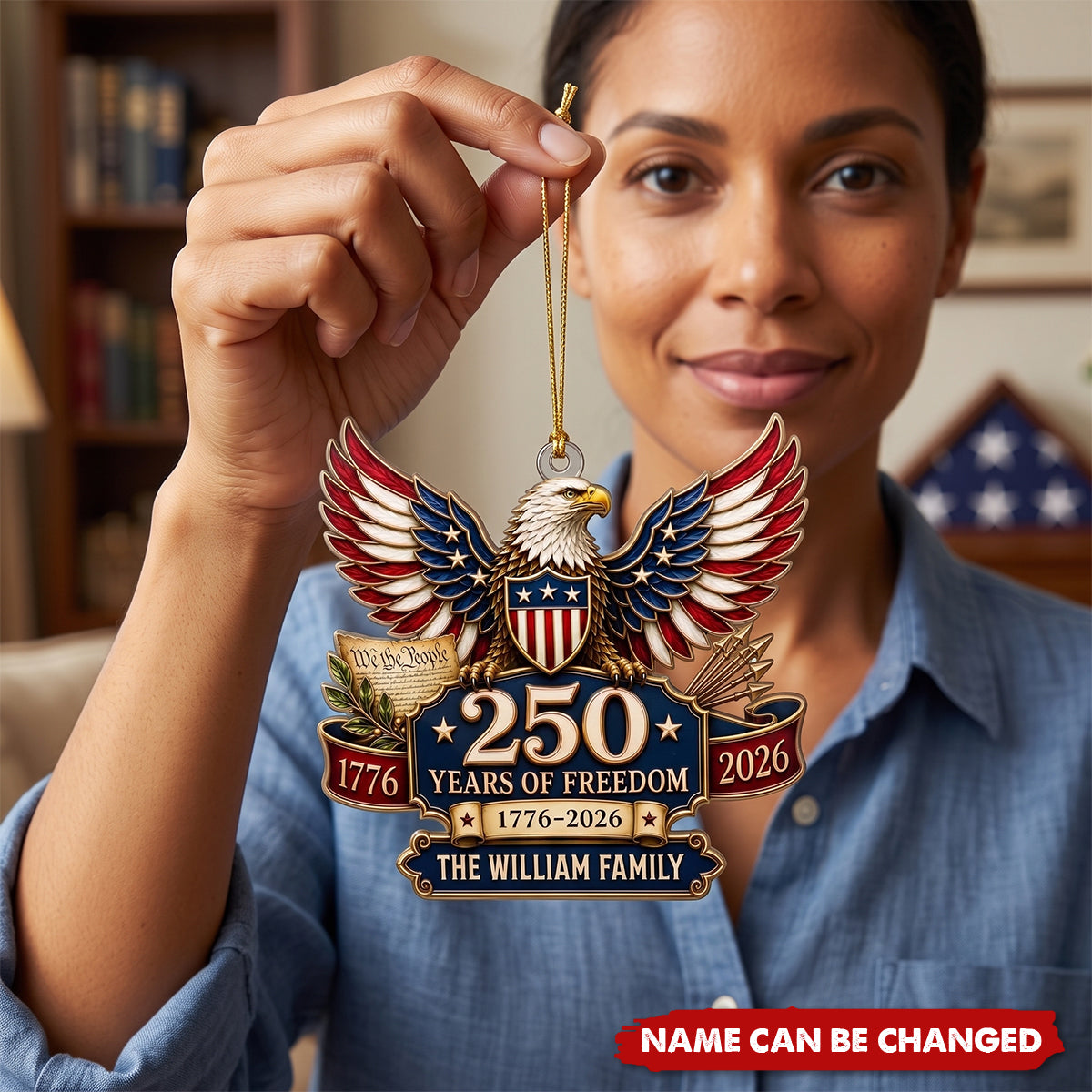 Custom Acrylic Ornament - Personalized America 250th Anniversary Christmas Gifts For Mom, Dad, Brother, Sister - Land Of The Free